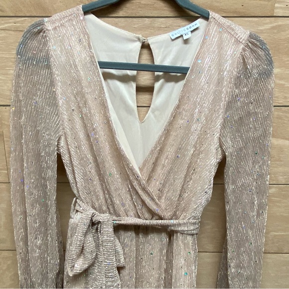 Baltic Born Abigail long sleeve sparkle gown in Champaign size x small - Picture 2 of 9